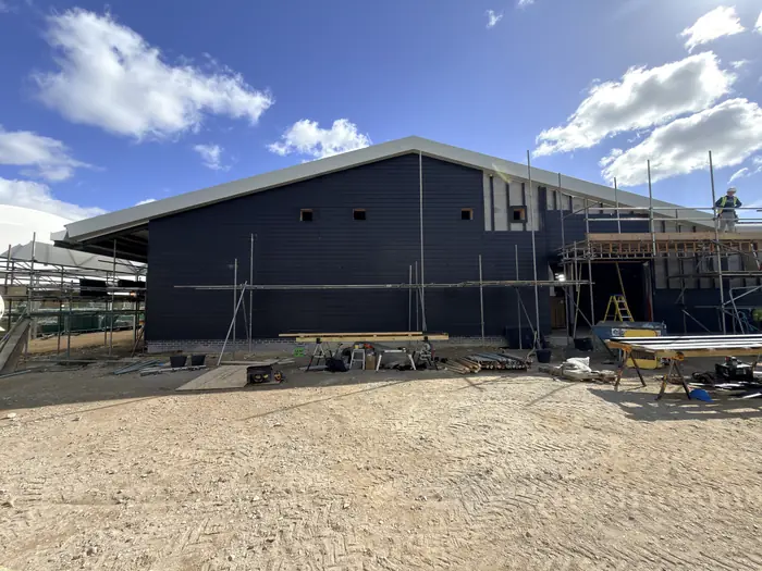 The new Mayberry Garden Centre building clad in dark boarding